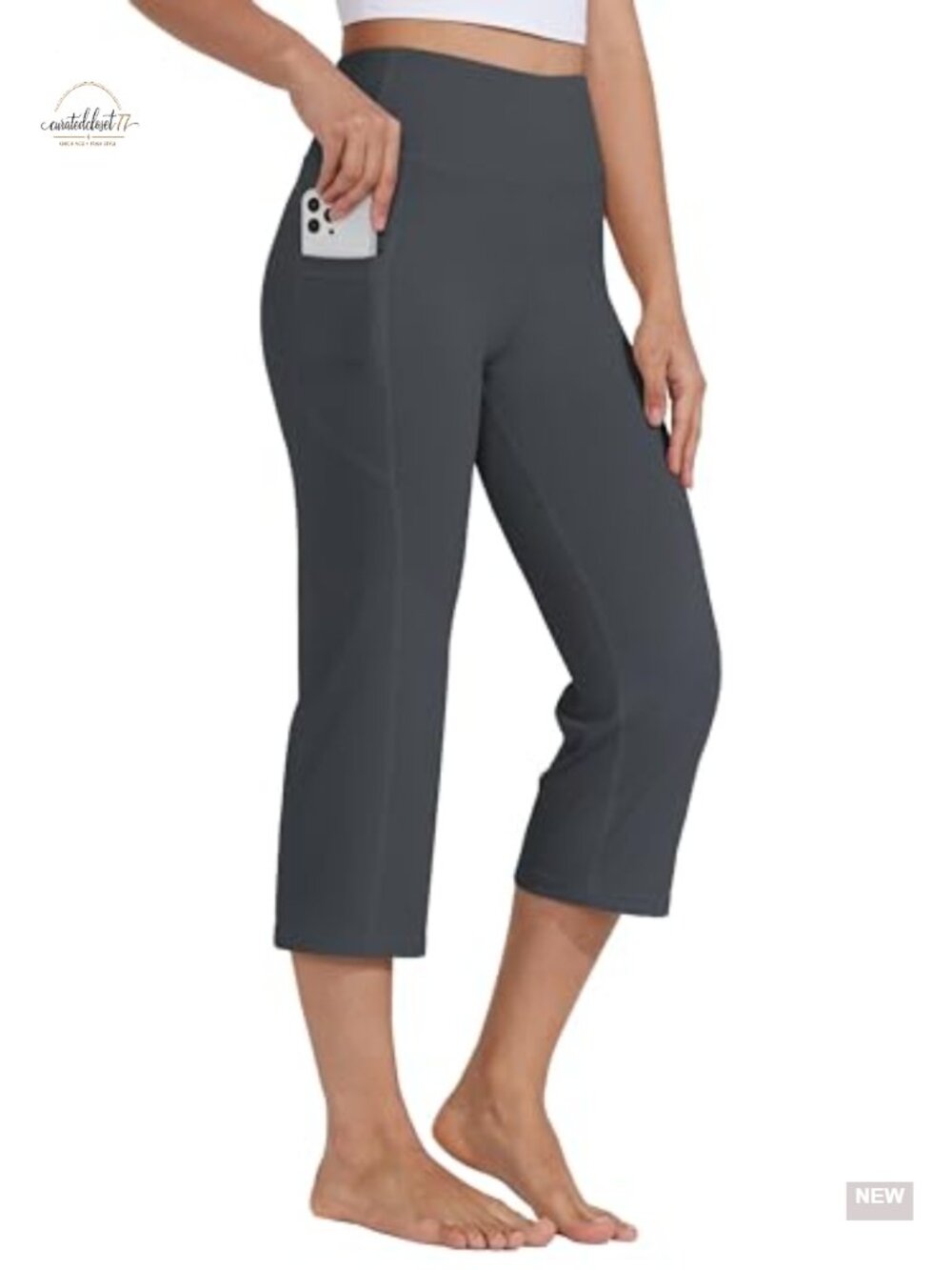 High Waisted Capri Leggings with Pockets 21" Yoga Pants Athletic Workout